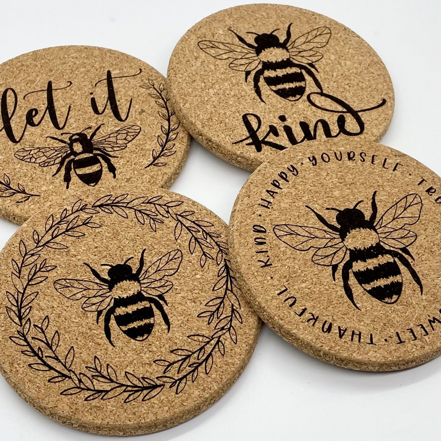 Bee Cork Coasters Set of 4