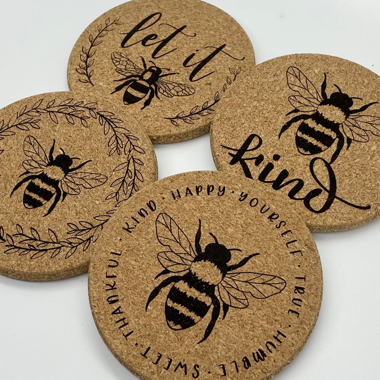 Bee Cork Coasters Set of 4