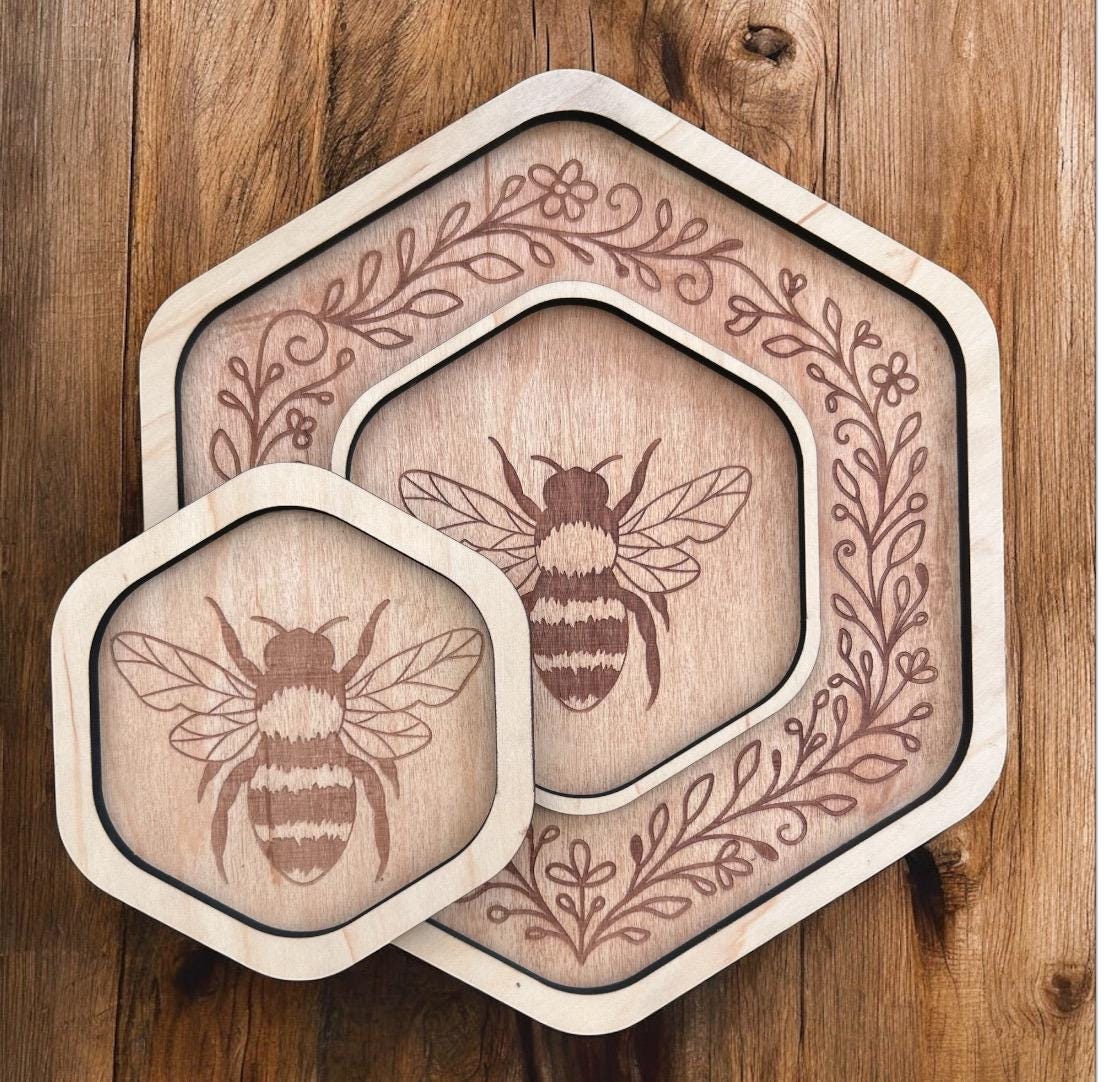 Nested Bee Catchall Tray Set
