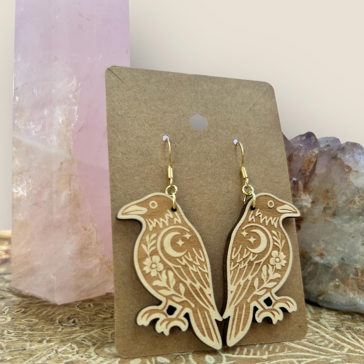 Celestial Raven Dangle Earrings