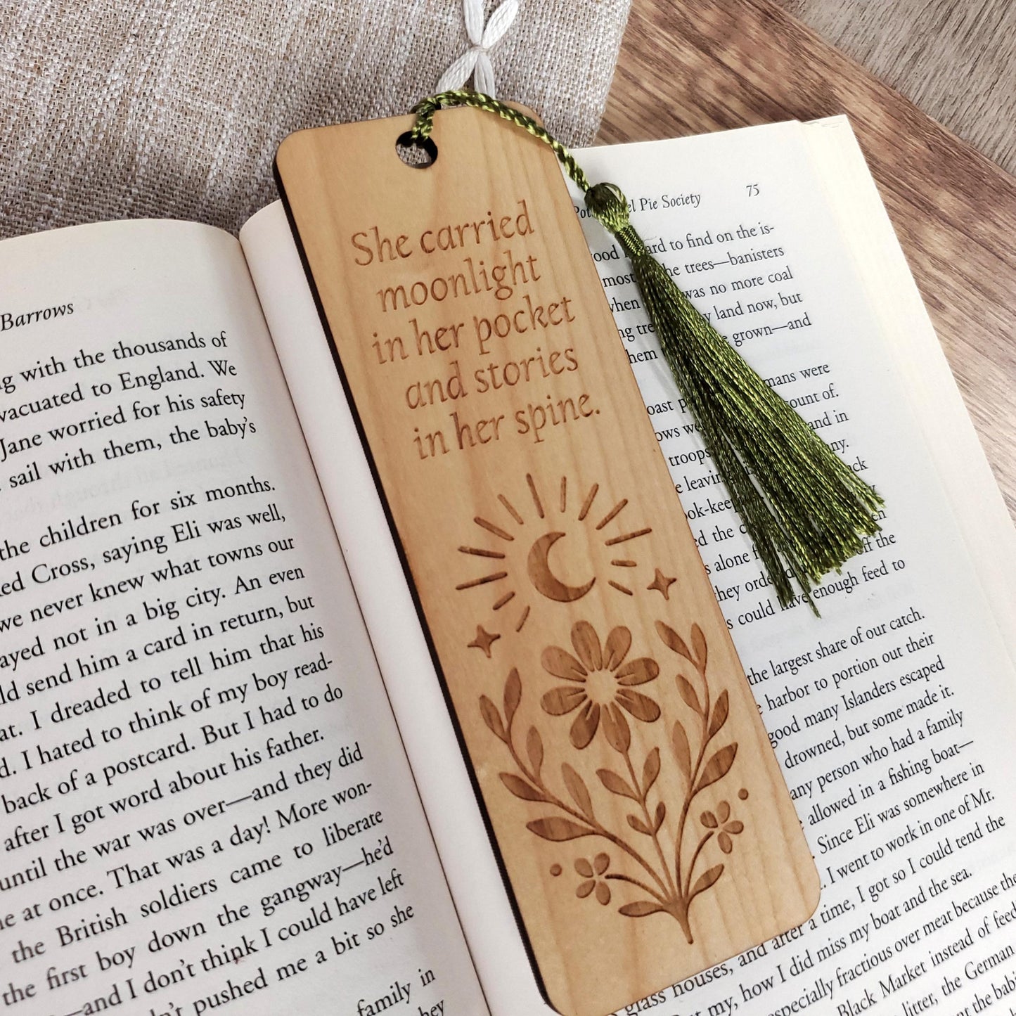 "She Carried Moonlight" Quote Bookmark