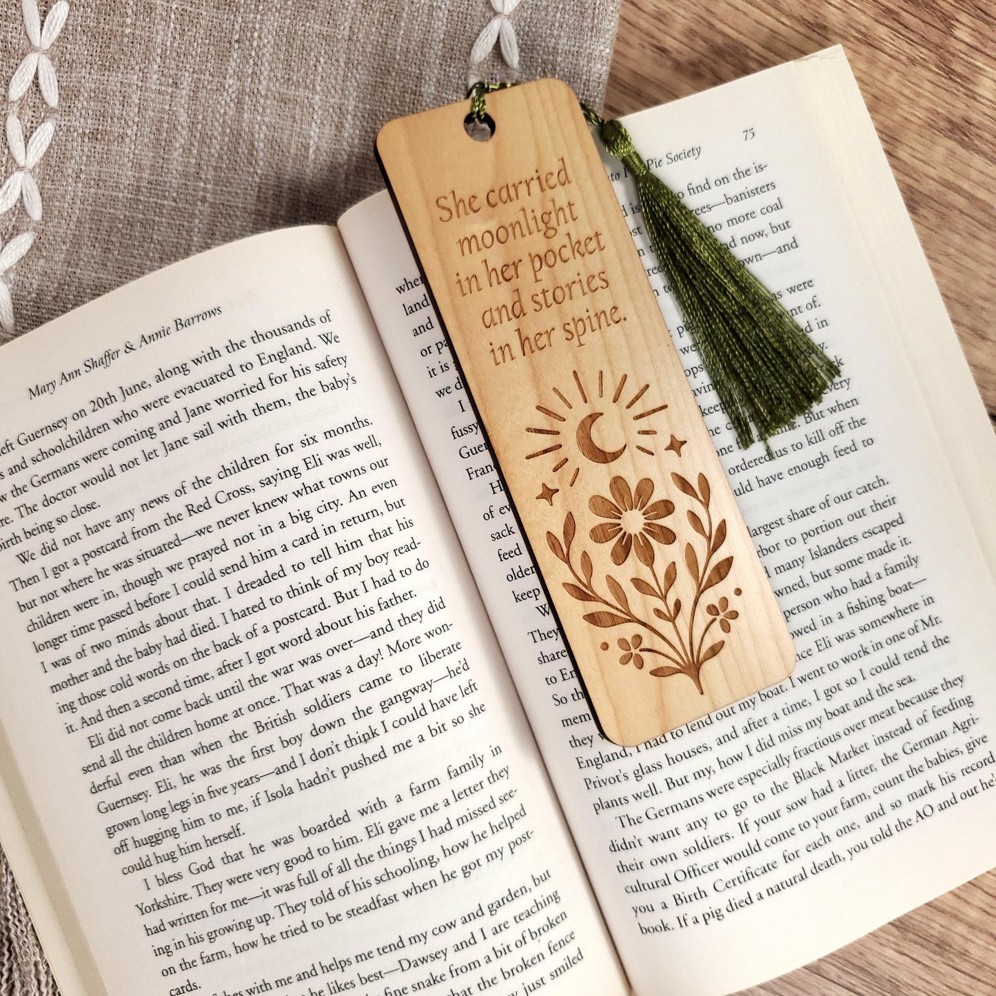 "She Carried Moonlight" Quote Bookmark