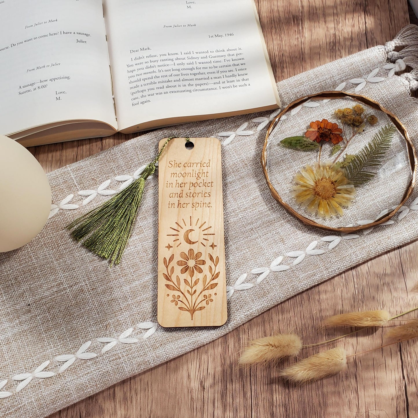 "She Carried Moonlight" Quote Bookmark