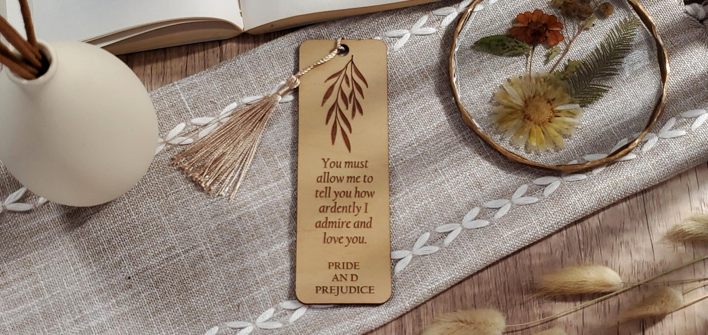 Pride & Prejudice Wooden Bookmark