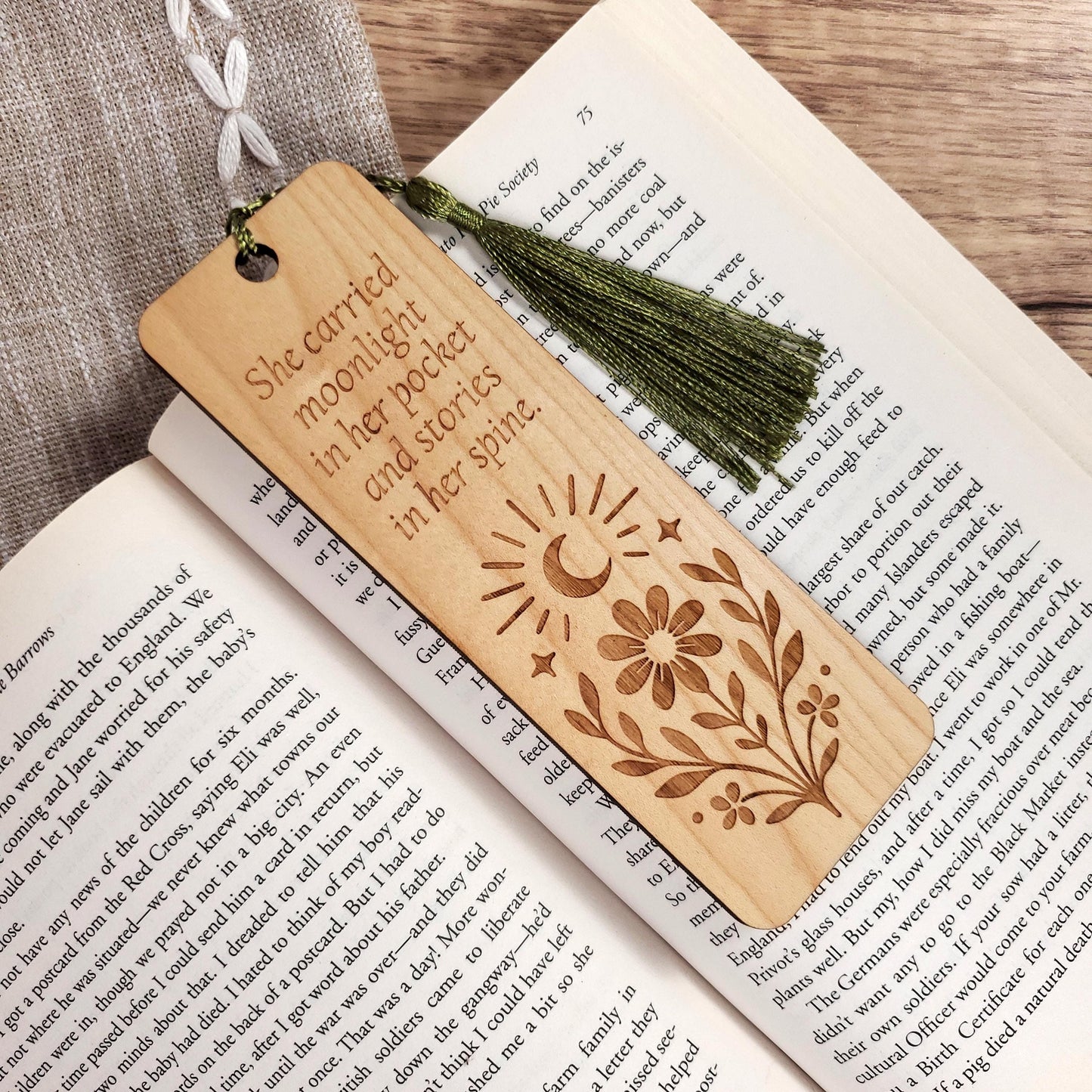 "She Carried Moonlight" Quote Bookmark
