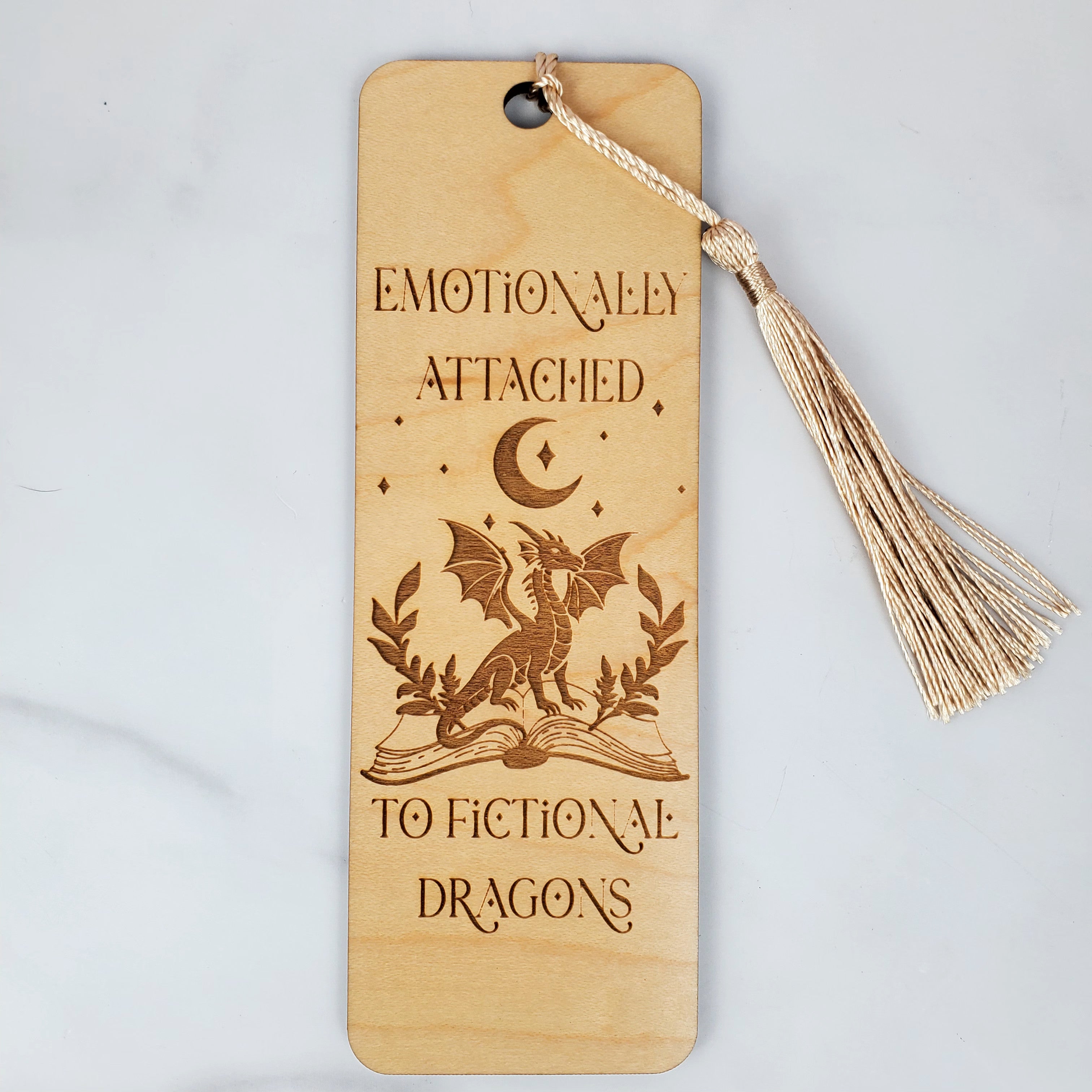 Emotionally Attached to Fictional Dragons Wooden Bookmark