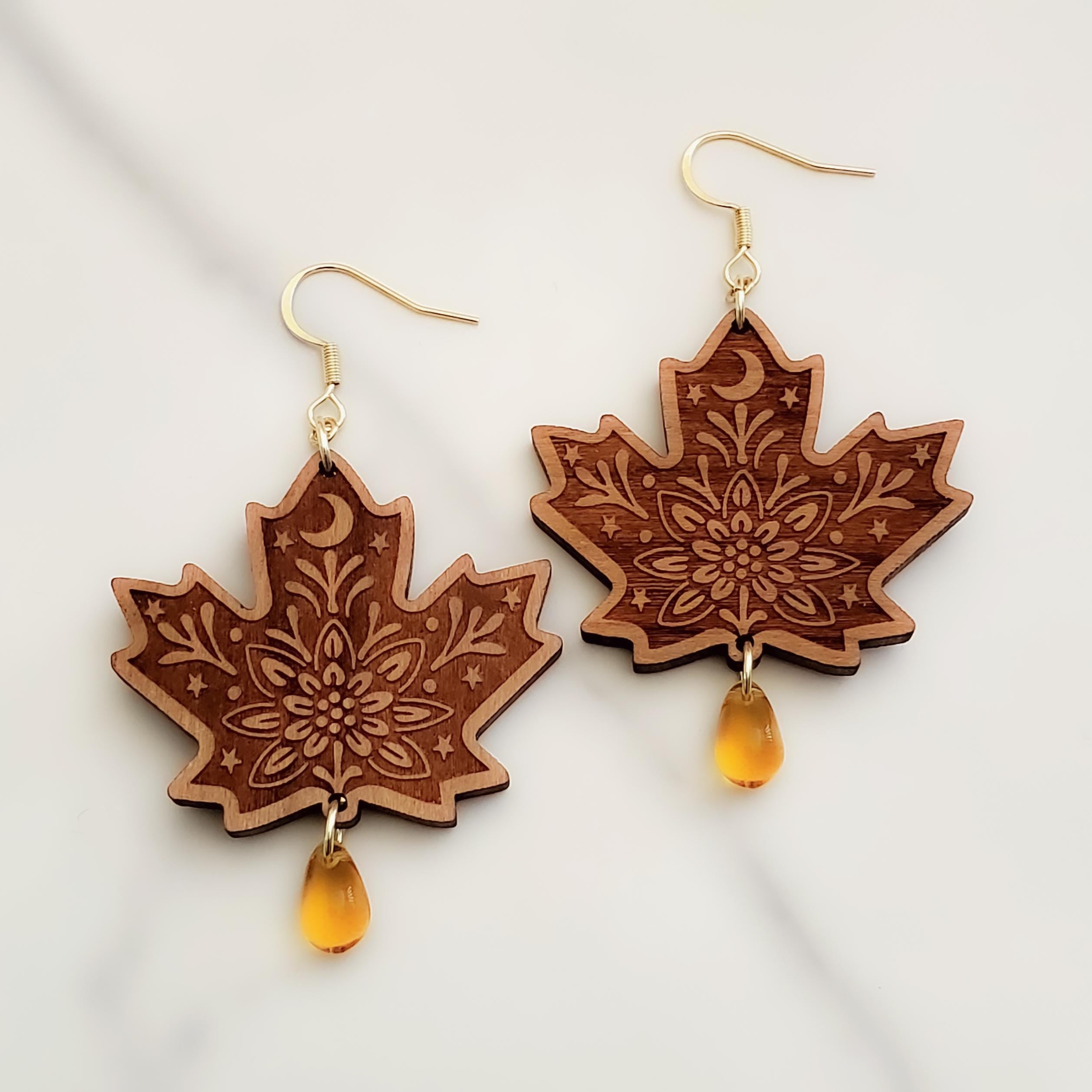 Maple Leaf Mandala Earrings