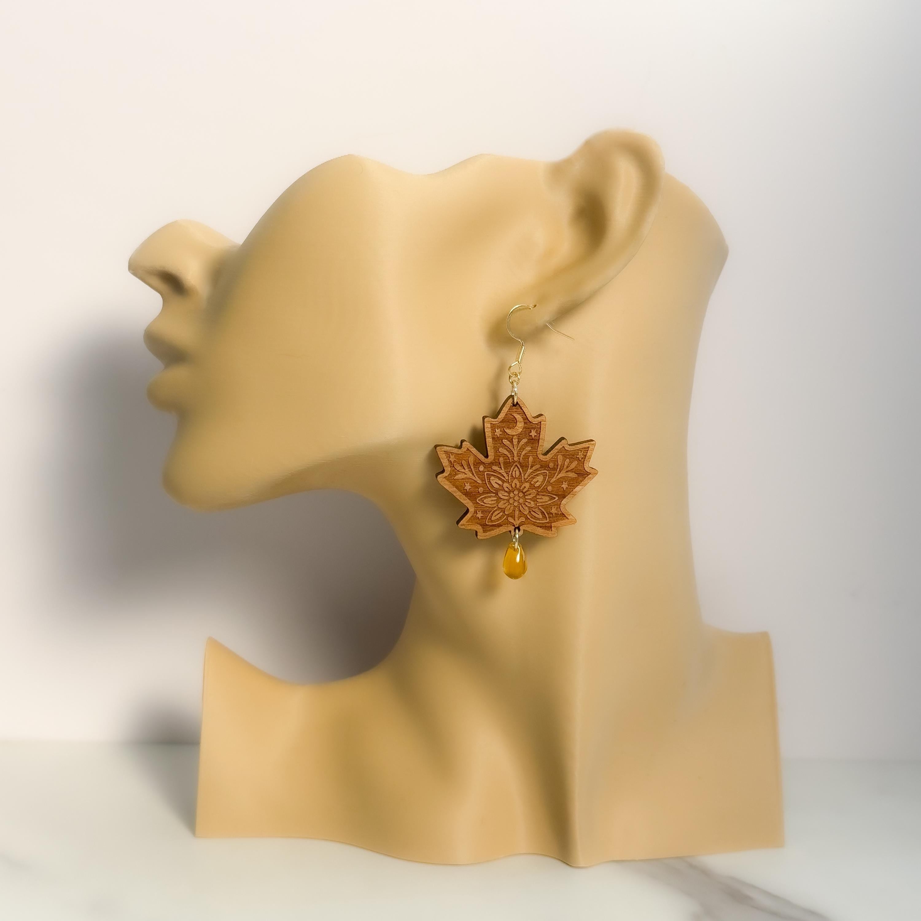 Maple Leaf Mandala Earrings