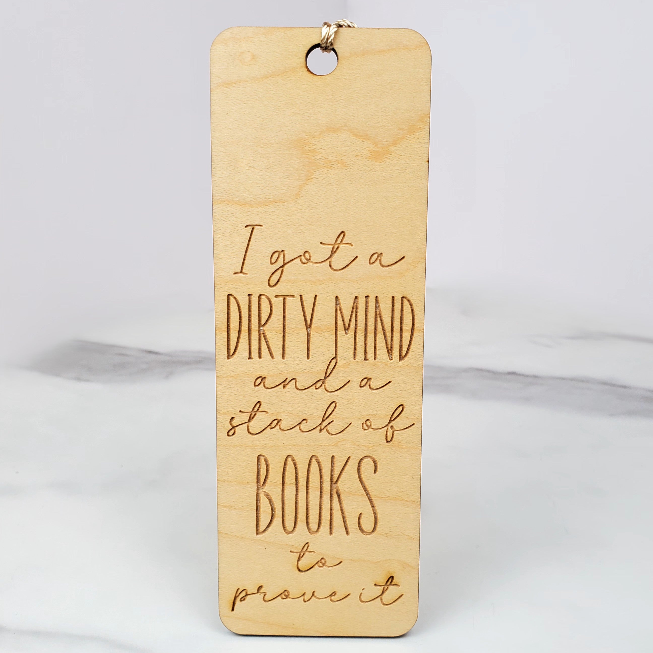 Dirty Mind and a Stack of Books Wooden Bookmark