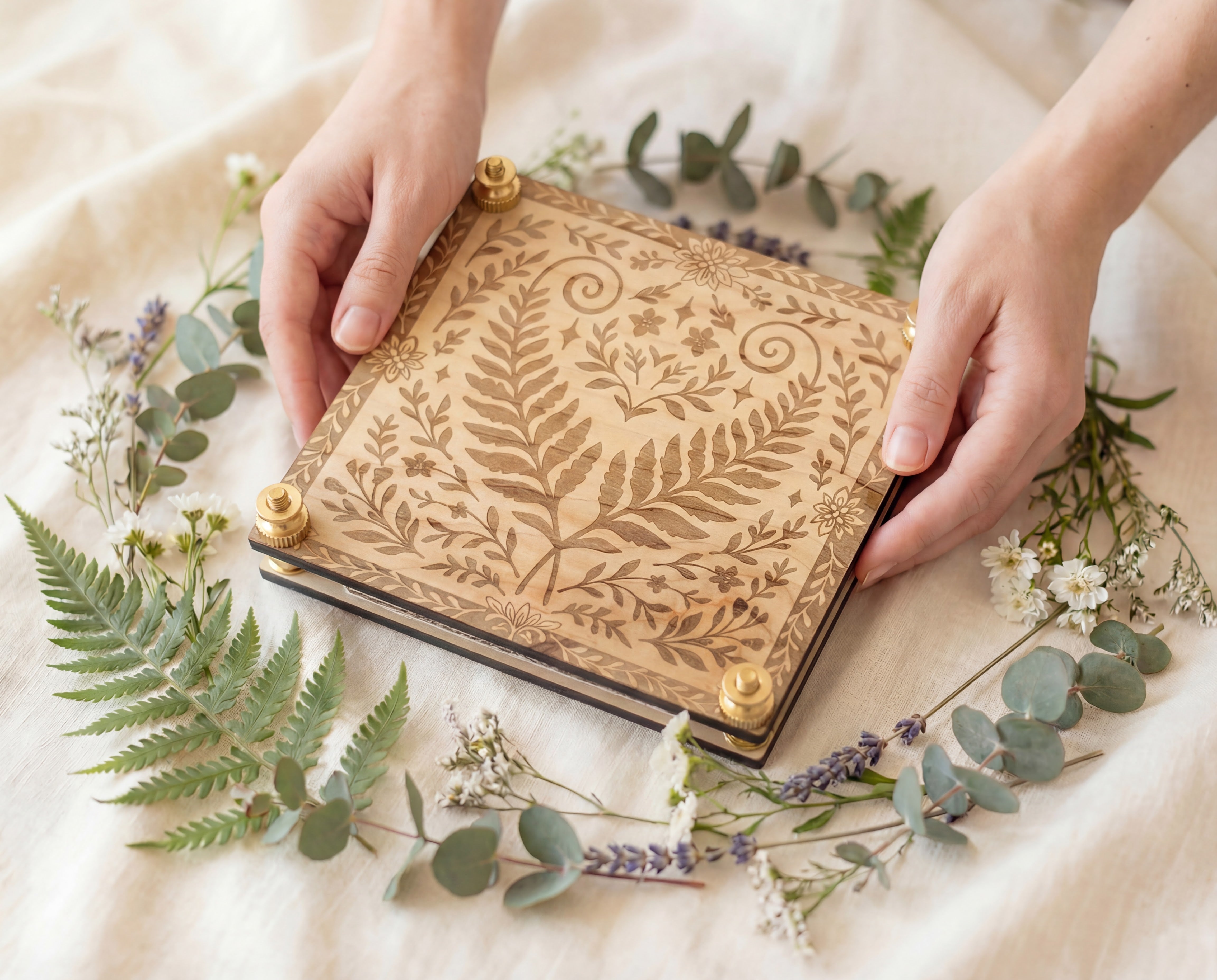 Fern Heart Wooden Flower Press