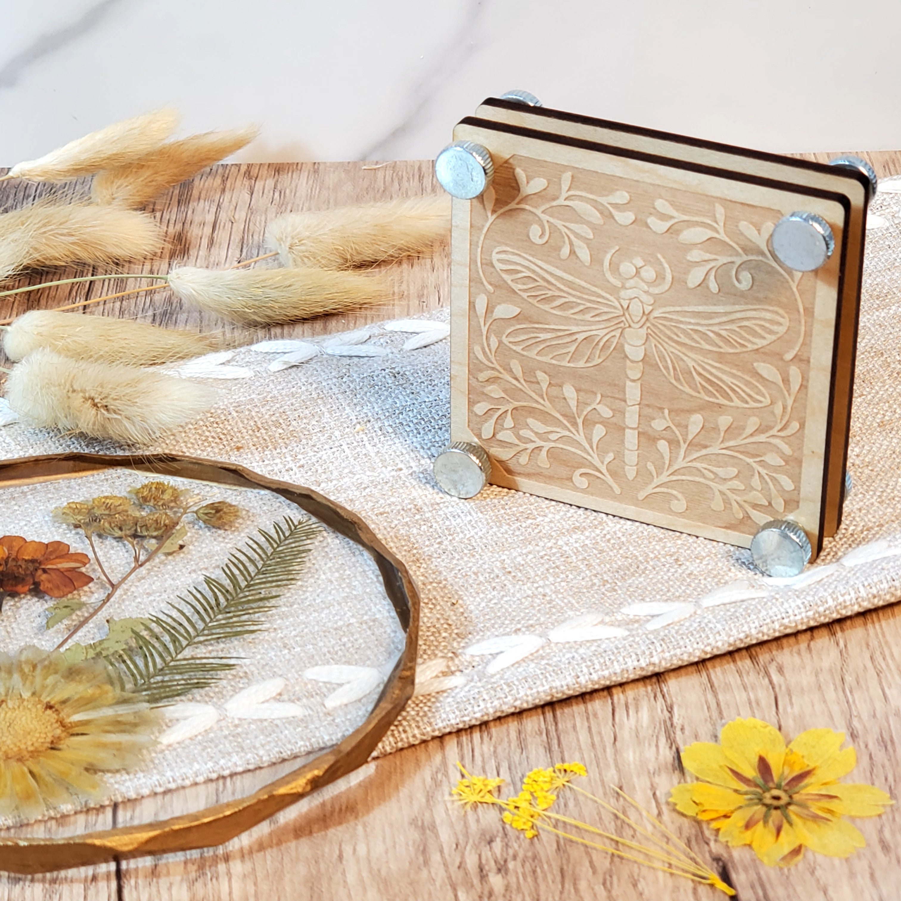 Dragonfly Botanical Wooden Flower Press