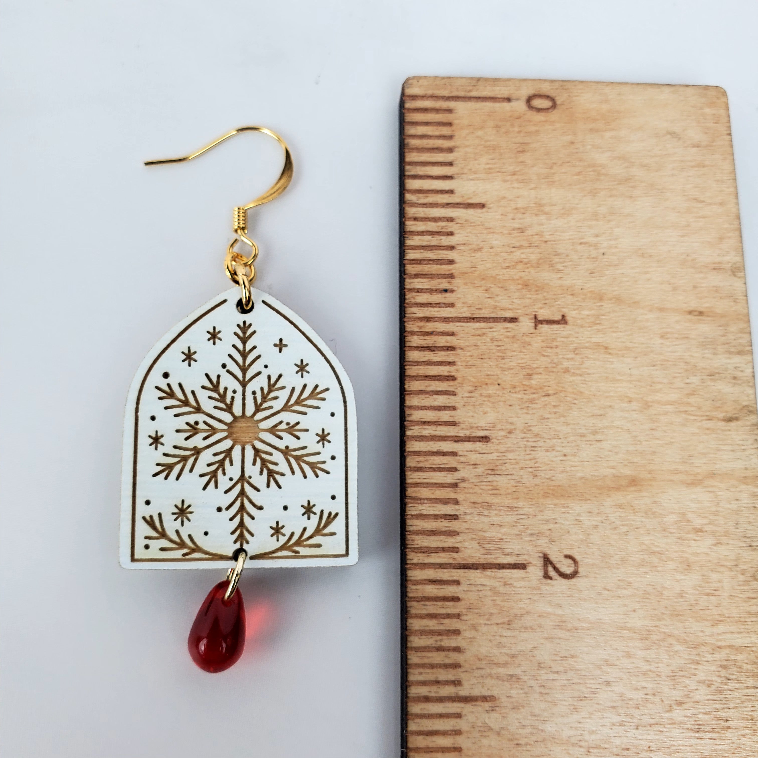 Holiday Snowflake Arch Wooden Earrings