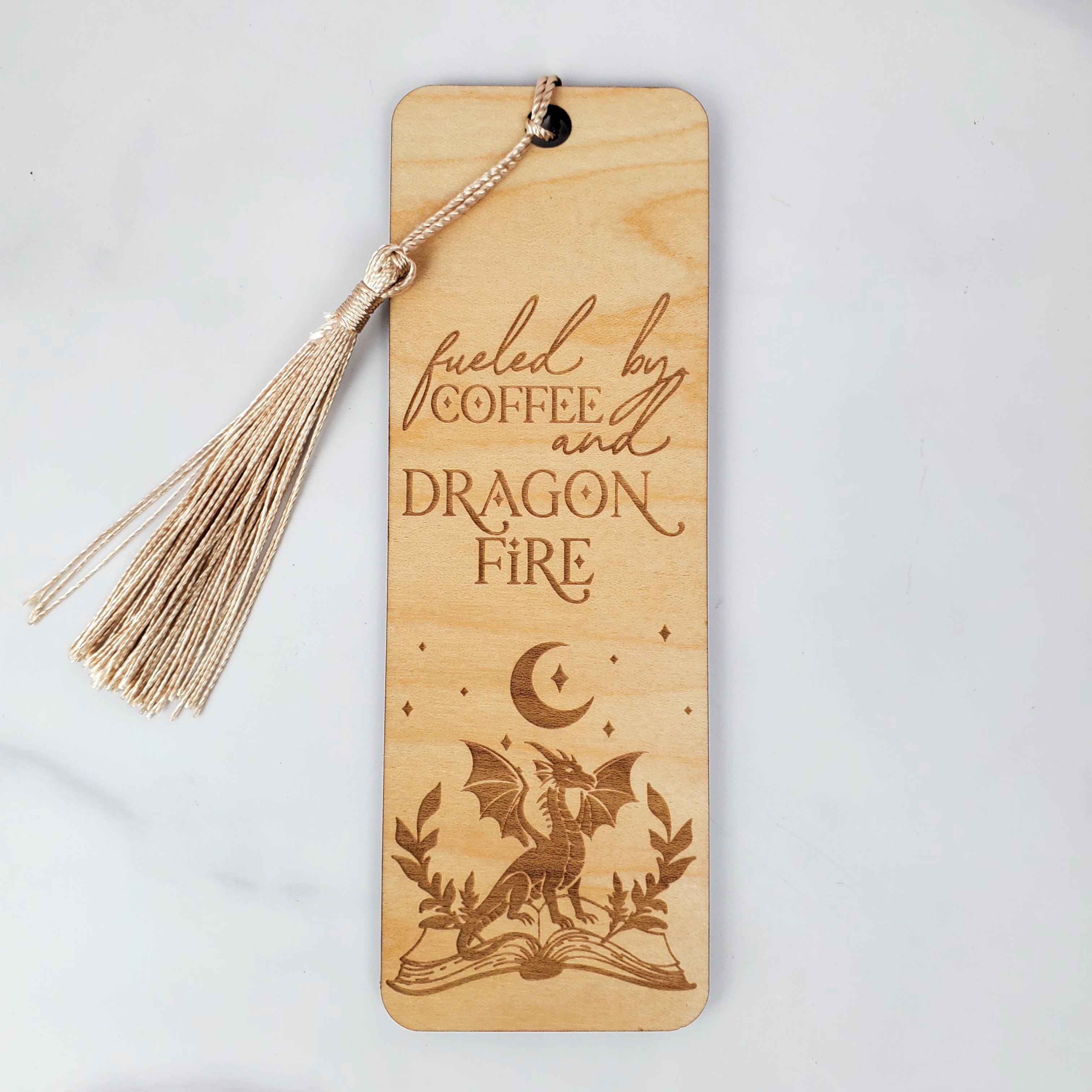 Fueled by Coffee and Dragon Fire Wooden Bookmark