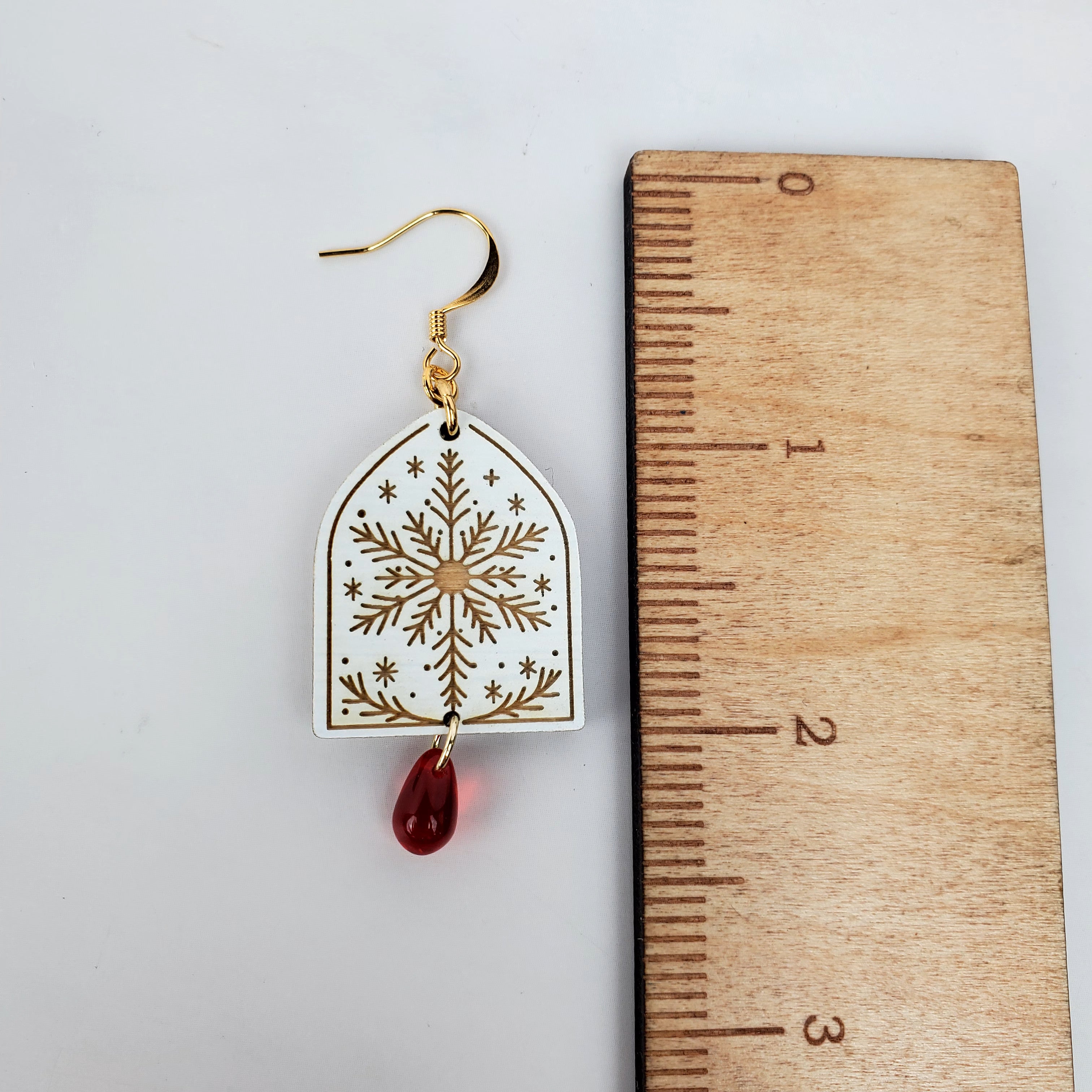 Holiday Snowflake Arch Wooden Earrings