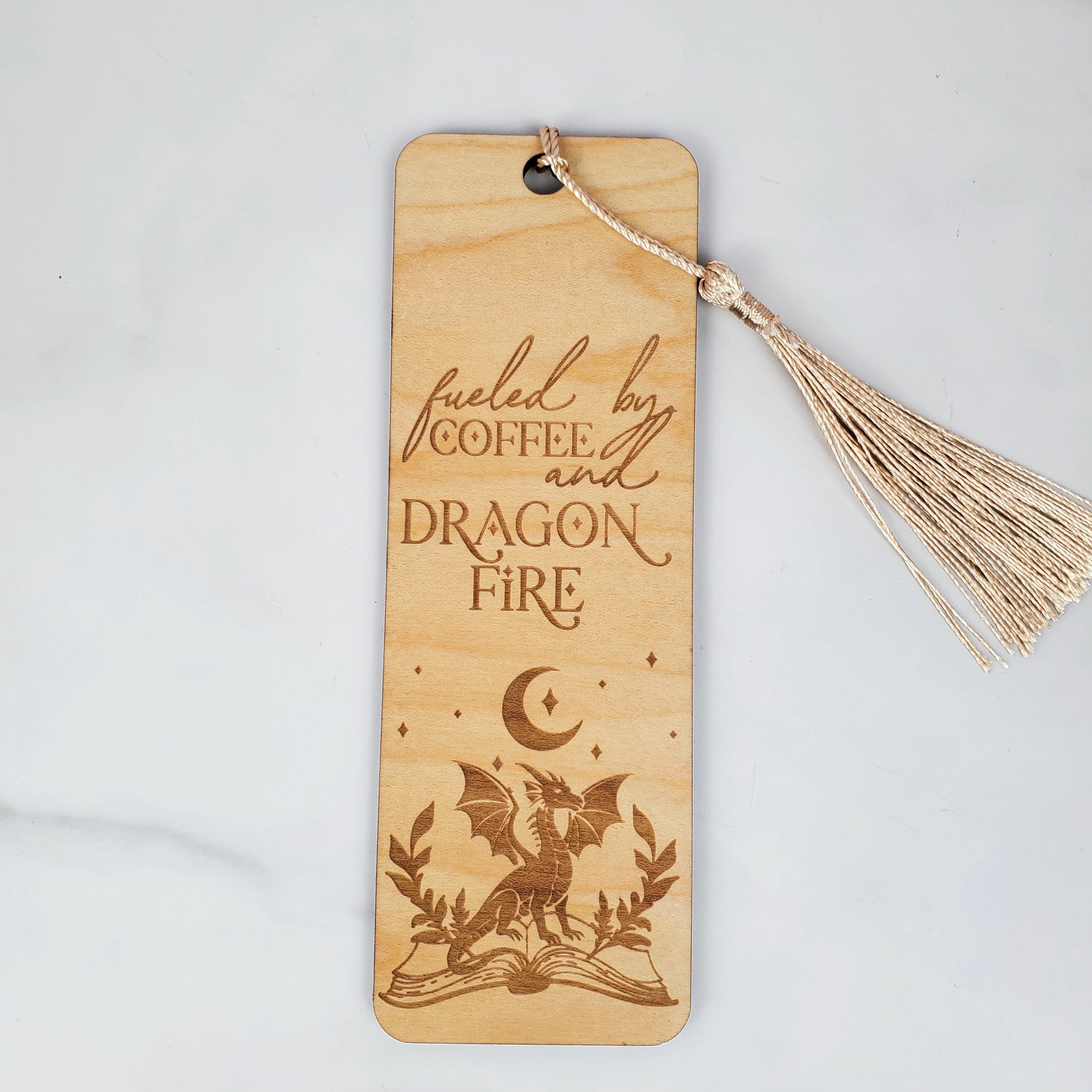Fueled by Coffee and Dragon Fire Wooden Bookmark