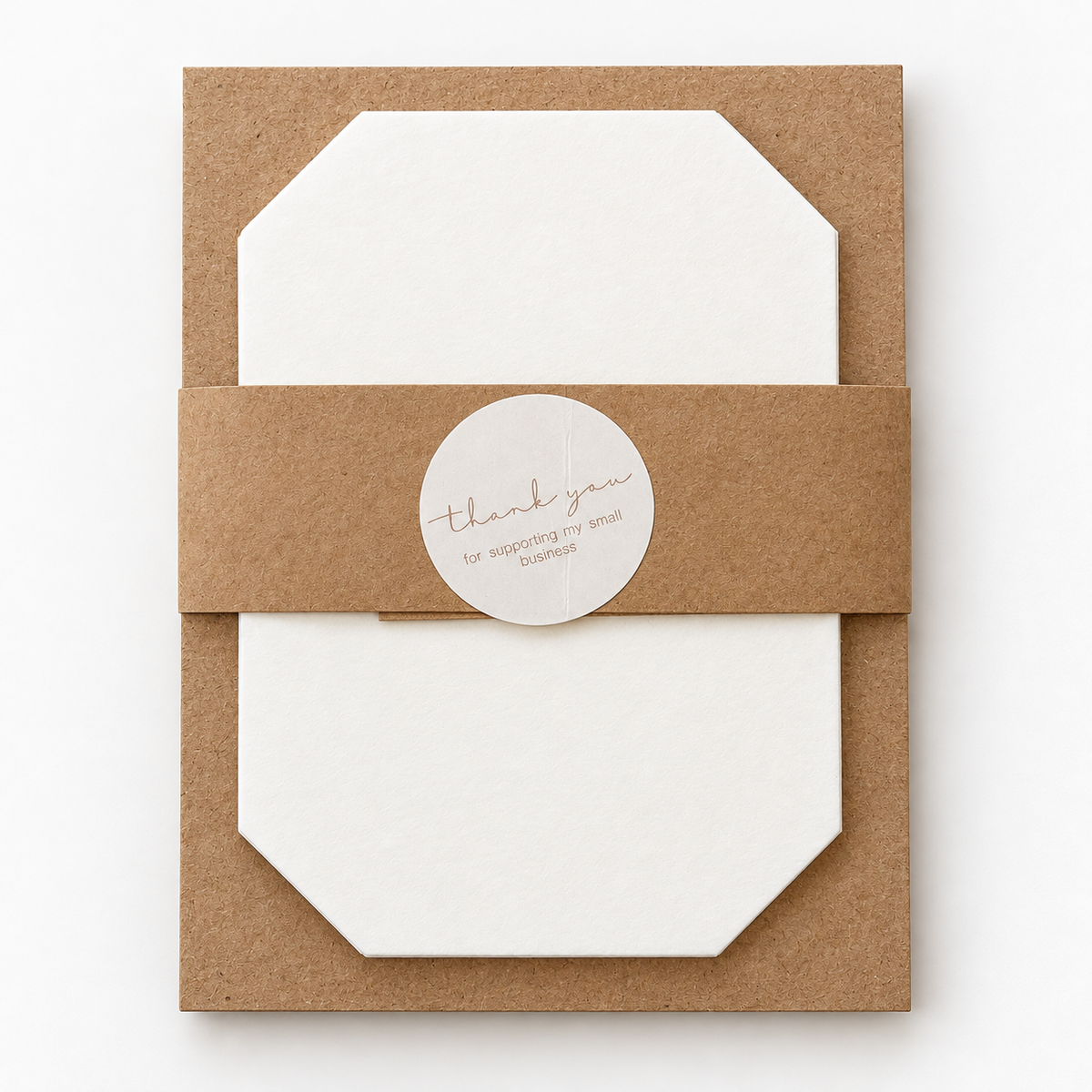 Precut white cotton blotting paper refill for a wooden flower press, packaged with kraft paper band and thank you sticker.