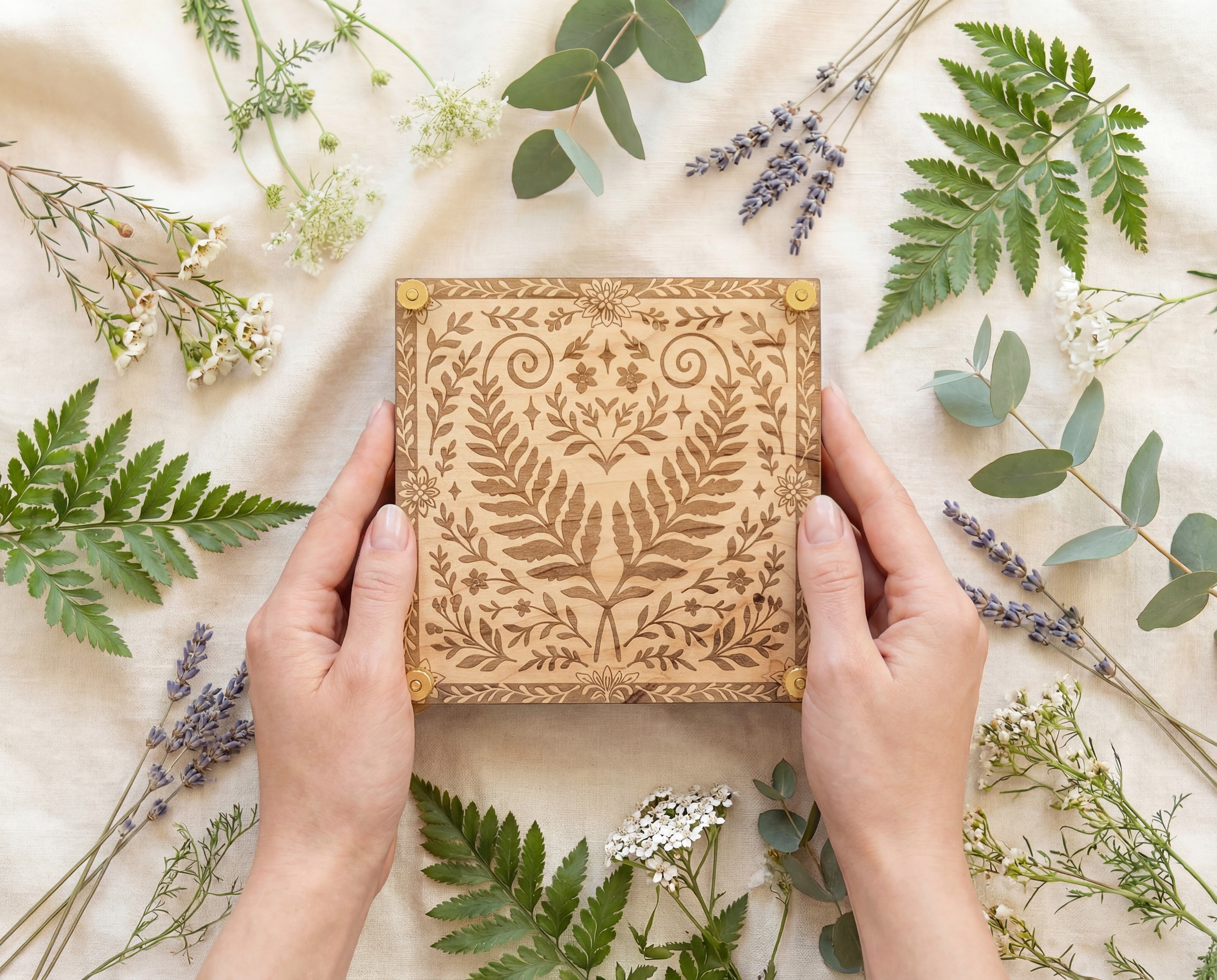 Fern Heart Wooden Flower Press