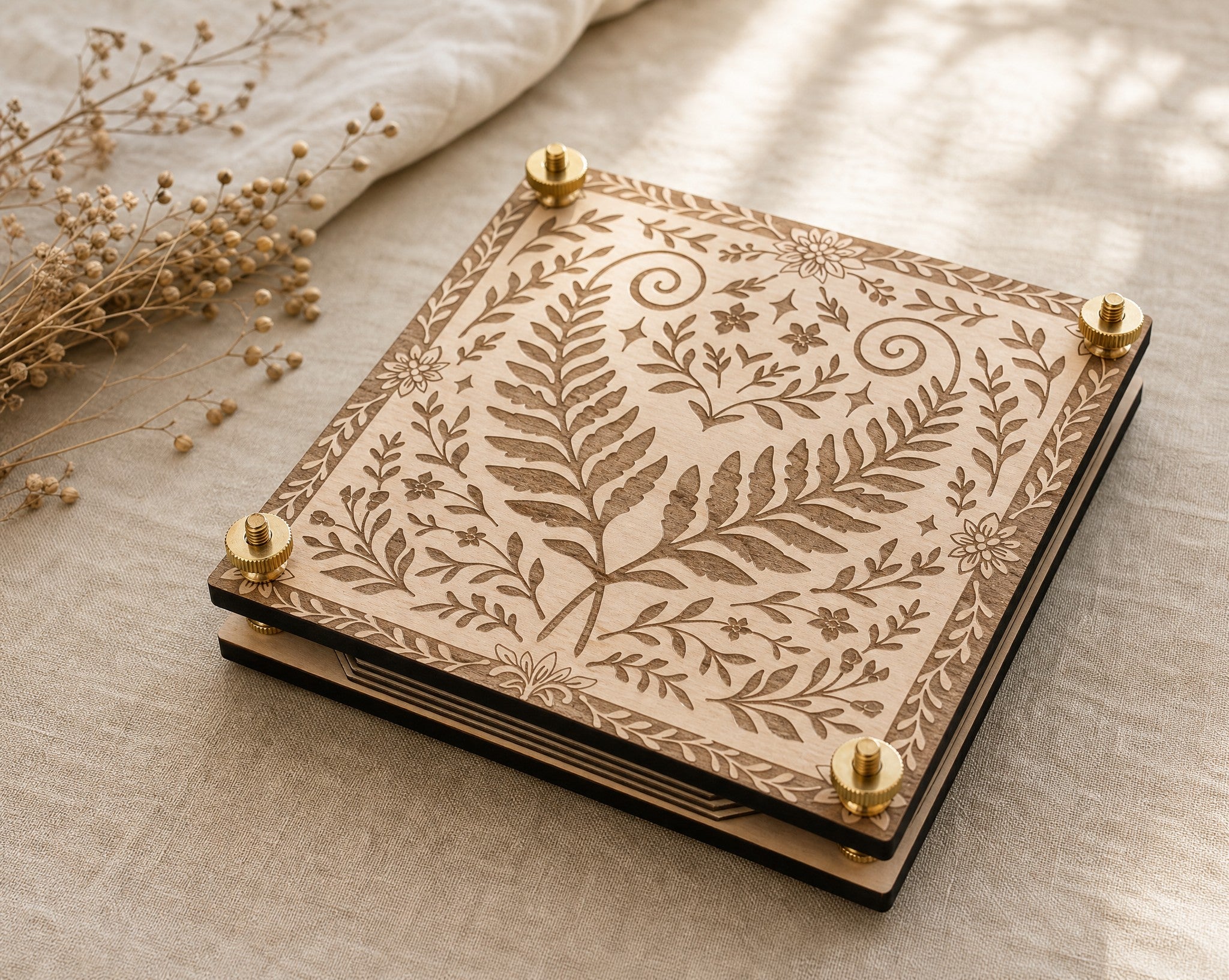 Fern Heart Wooden Flower Press