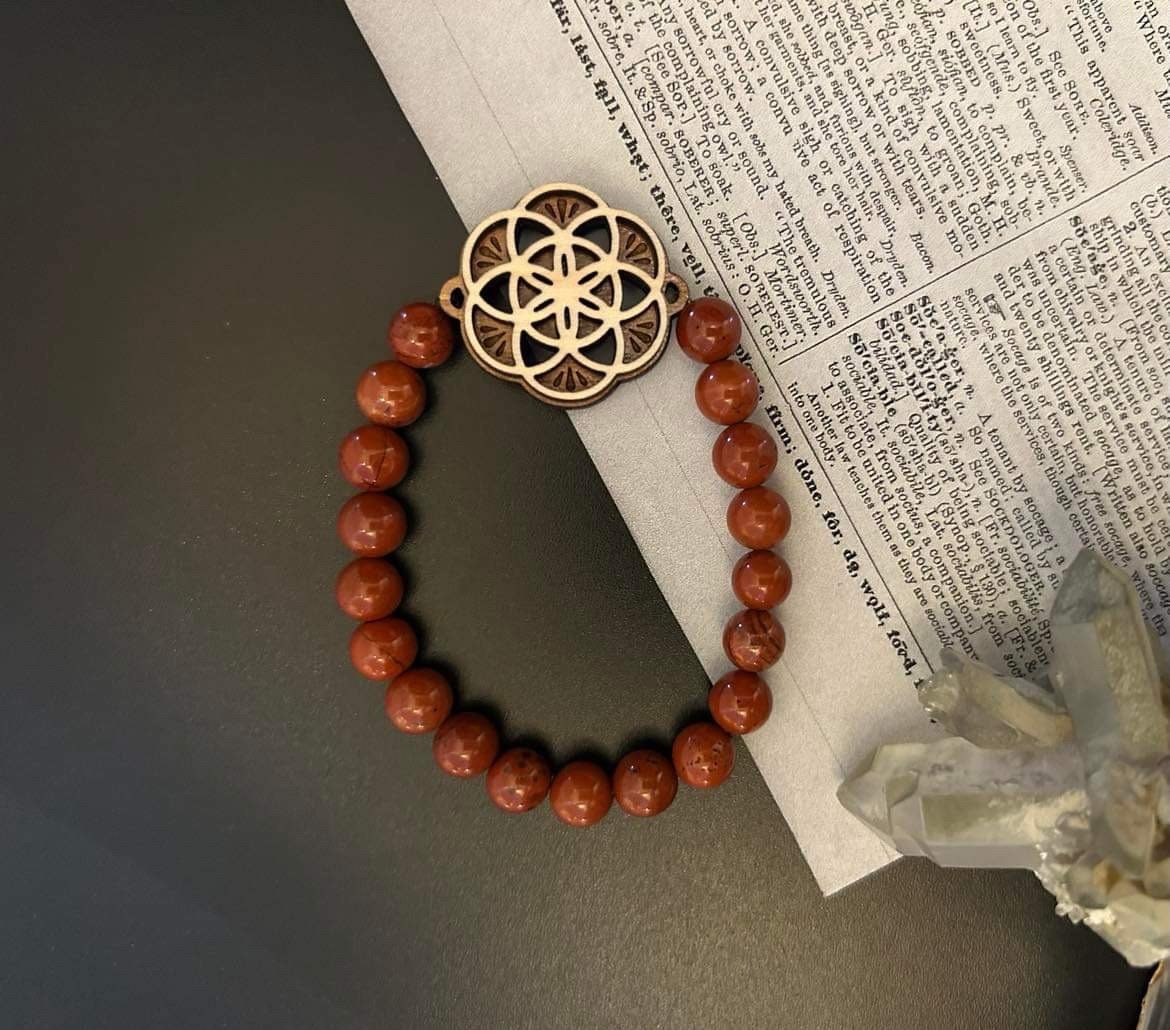 Sacred Geometry Red Jasper Bracelet