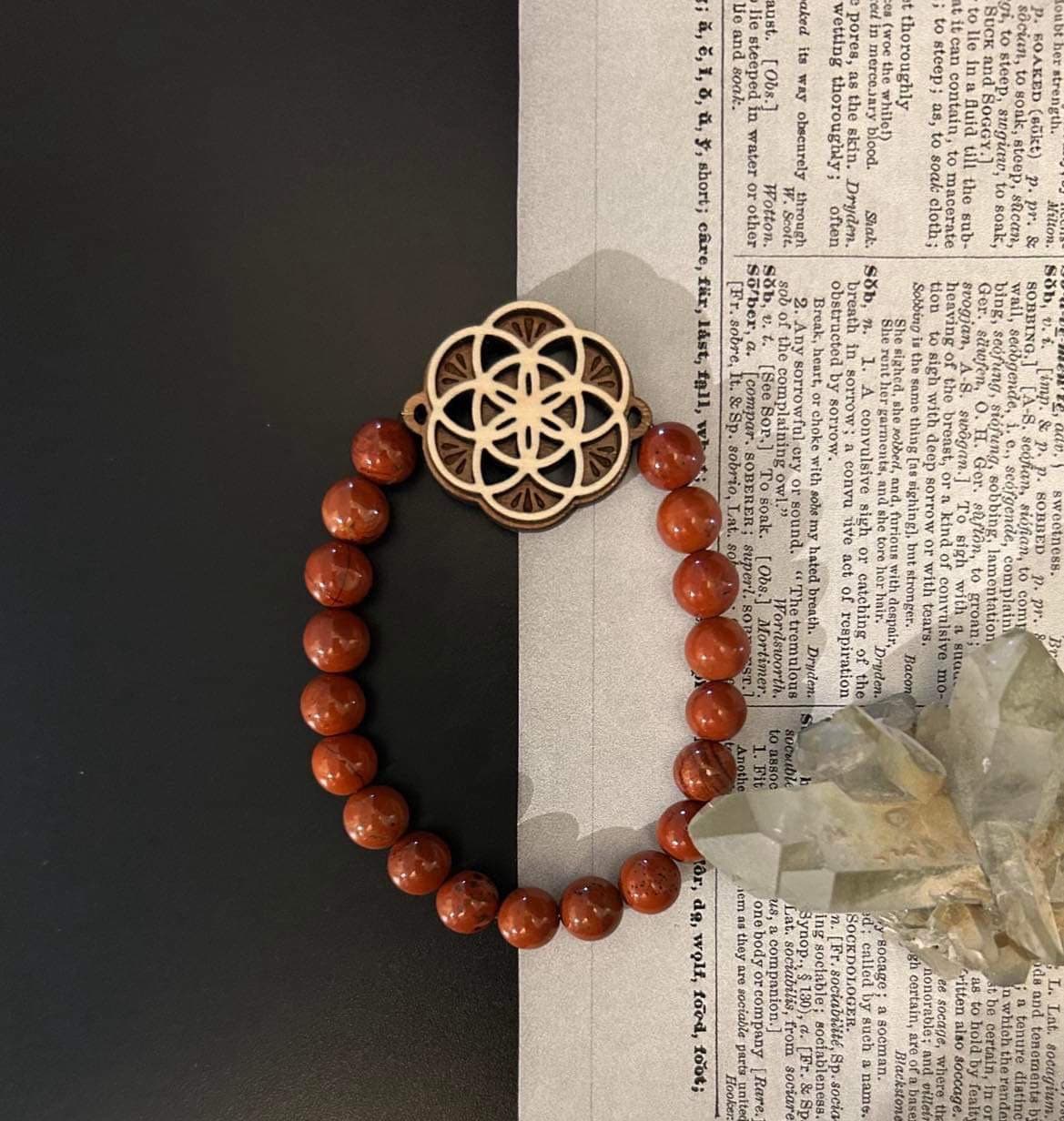 Sacred Geometry Red Jasper Bracelet