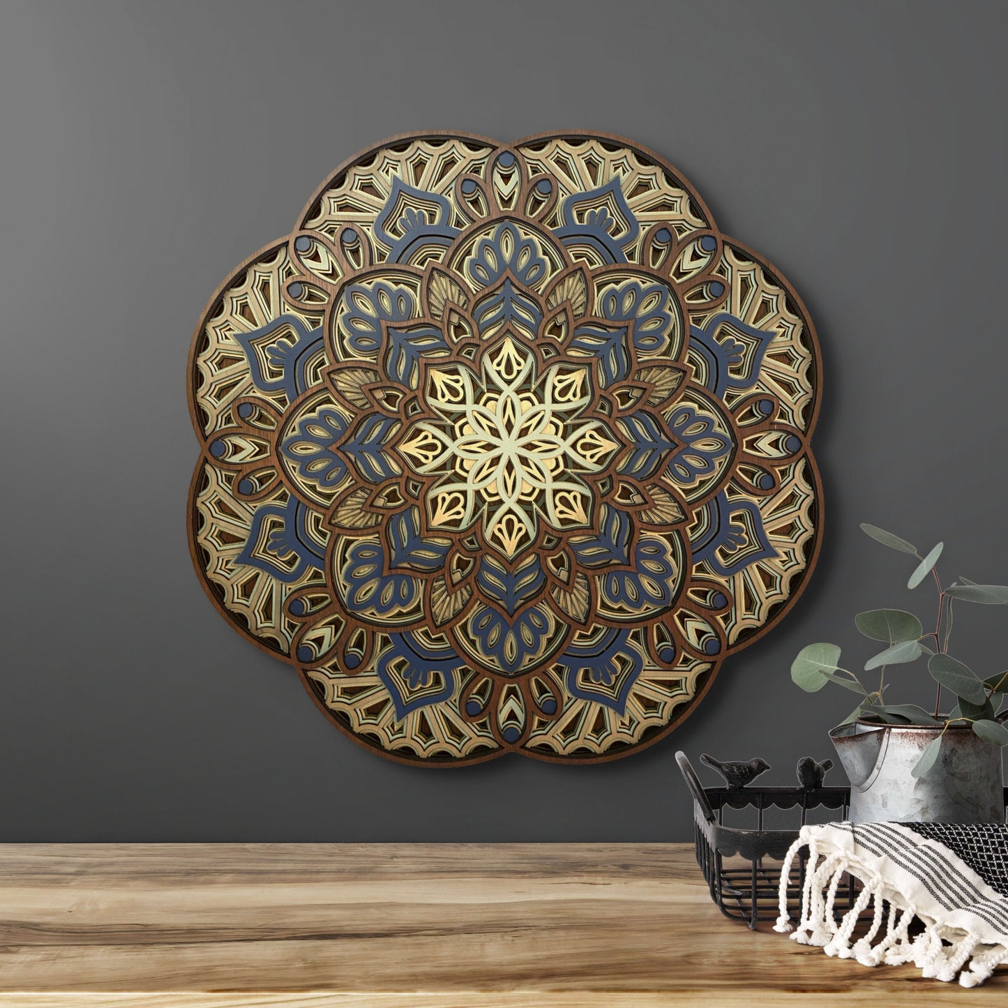 The Blues Layered Mandala Wall Art