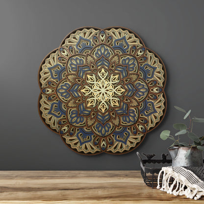 The Blues Layered Mandala Wall Art