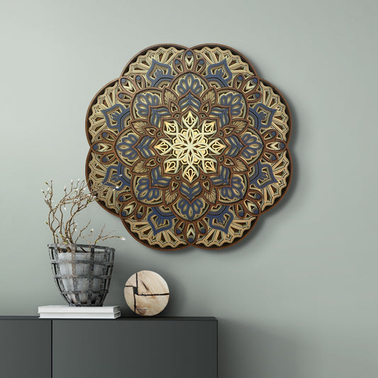 The Blues Layered Mandala Wall Art
