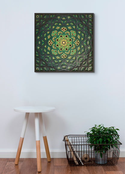 Green is Gold Layered Mandala Wall Art