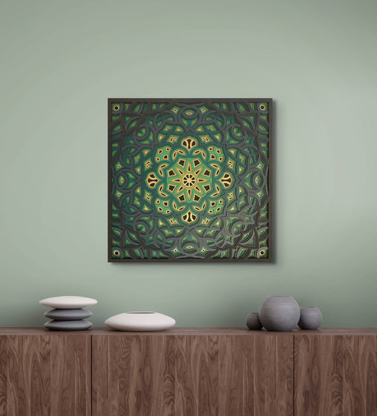 Green is Gold Layered Mandala Wall Art