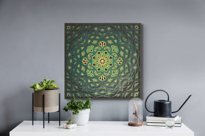 Green is Gold Layered Mandala Wall Art