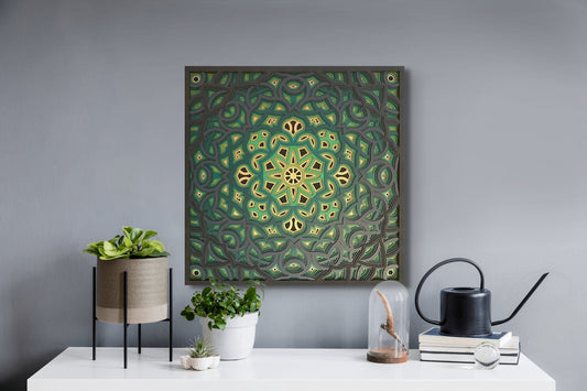Green is Gold Layered Mandala Wall Art