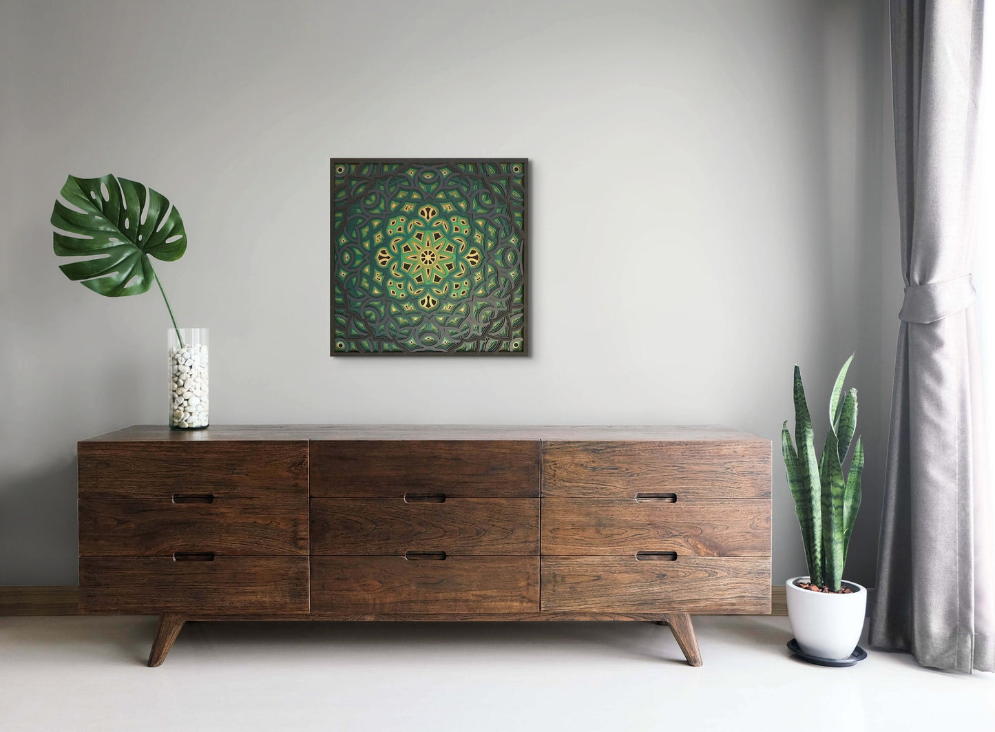 Green is Gold Layered Mandala Wall Art