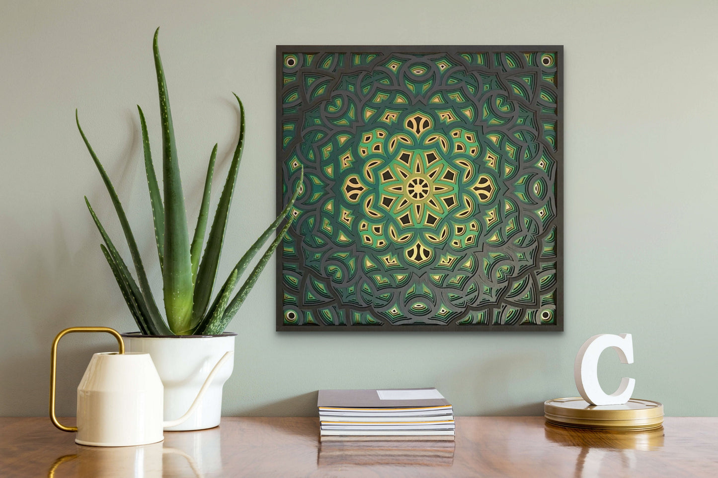 Green is Gold Layered Mandala Wall Art