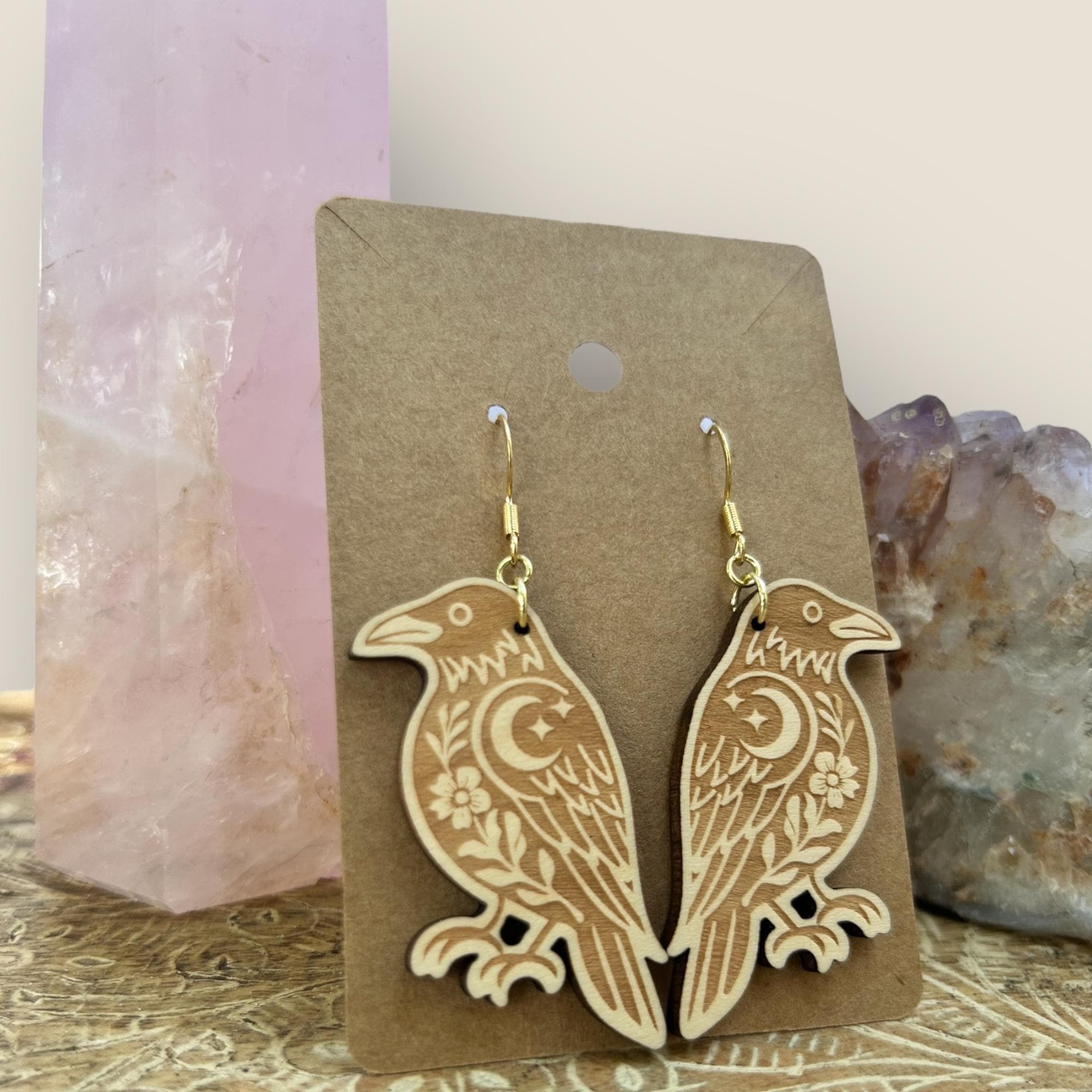 Celestial Raven Dangle Earrings