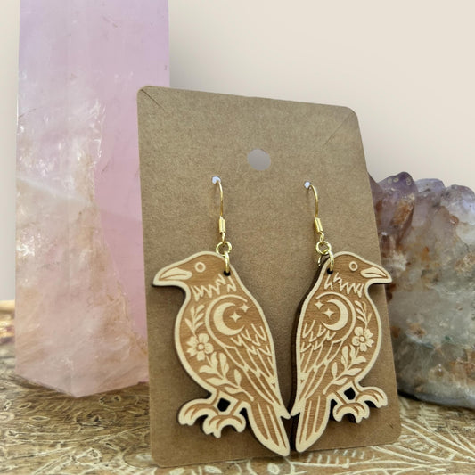 Celestial Raven Dangle Earrings