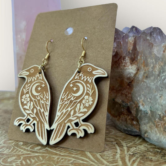 Celestial Raven Dangle Earrings