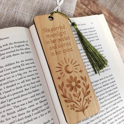 "She Carried Moonlight" Quote Bookmark