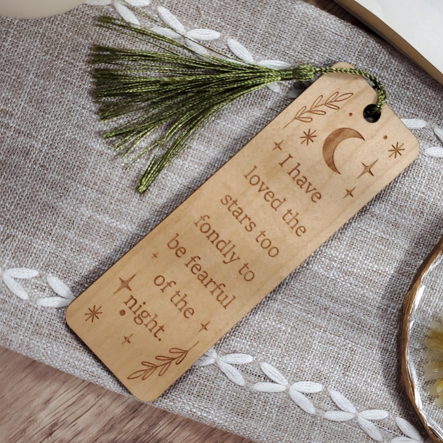 Laser Engraved Celestial Bookmark  "I Have Loved the Stars" Quote  Wooden Bookmark for Women, Readers Gift, Bookish Merch
