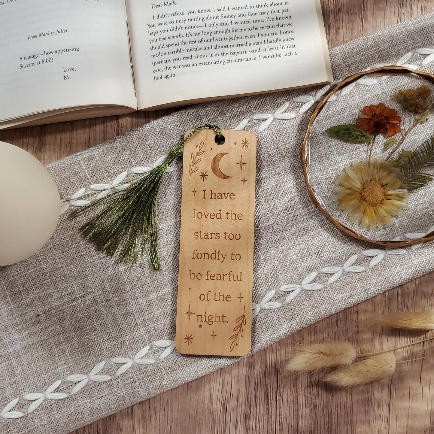 Laser Engraved Celestial Bookmark  "I Have Loved the Stars" Quote  Wooden Bookmark for Women, Readers Gift, Bookish Merch