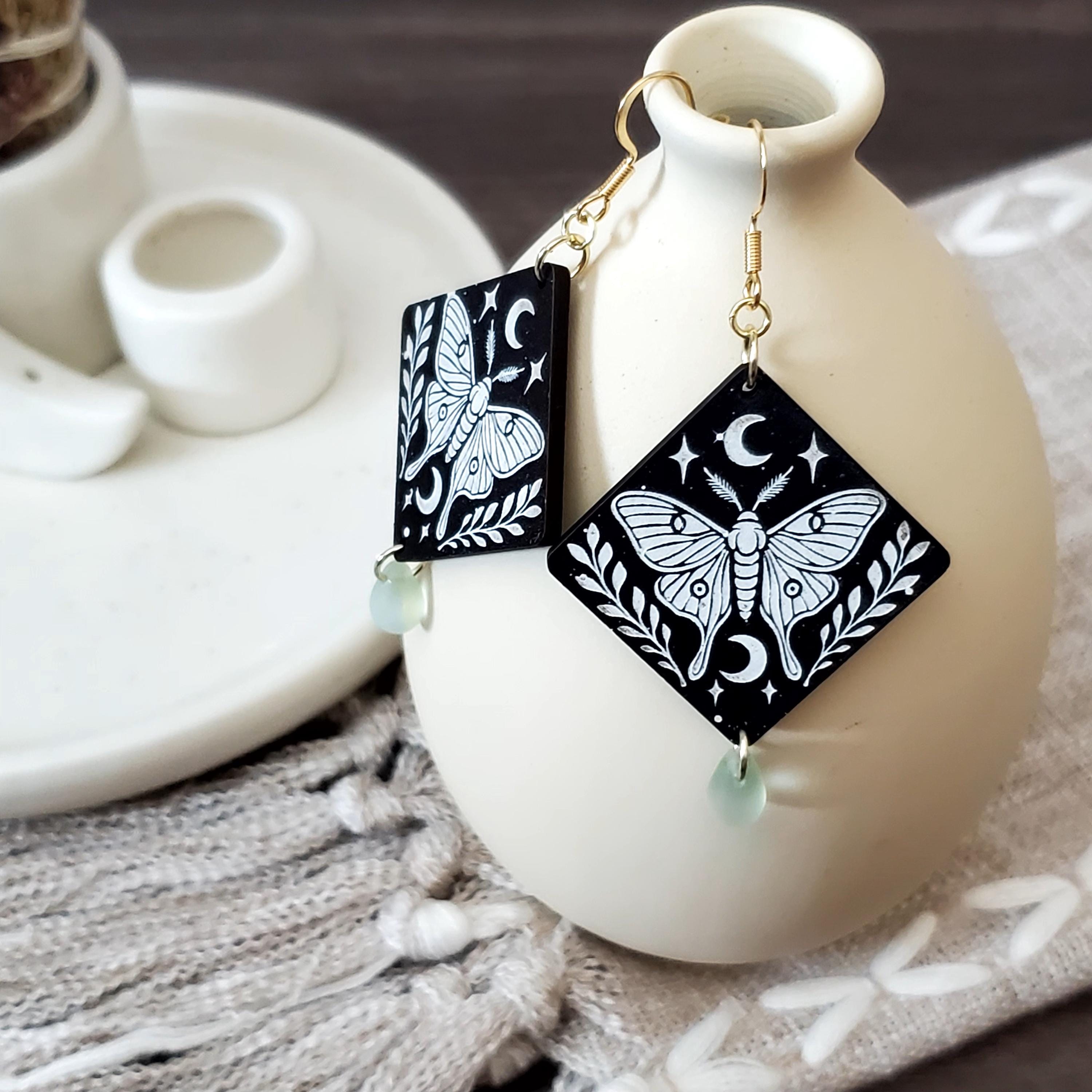 Darkness Luna Moth Earrings