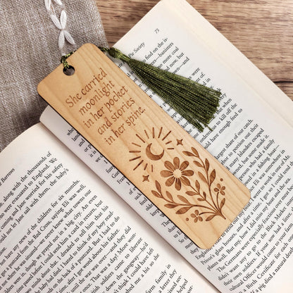 "She Carried Moonlight" Quote Bookmark
