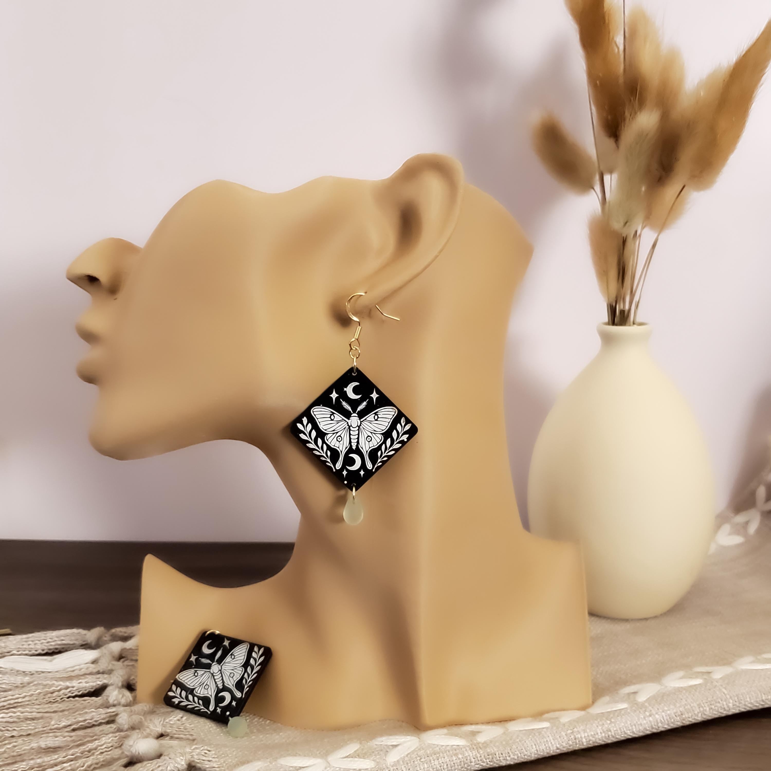Darkness Luna Moth Earrings