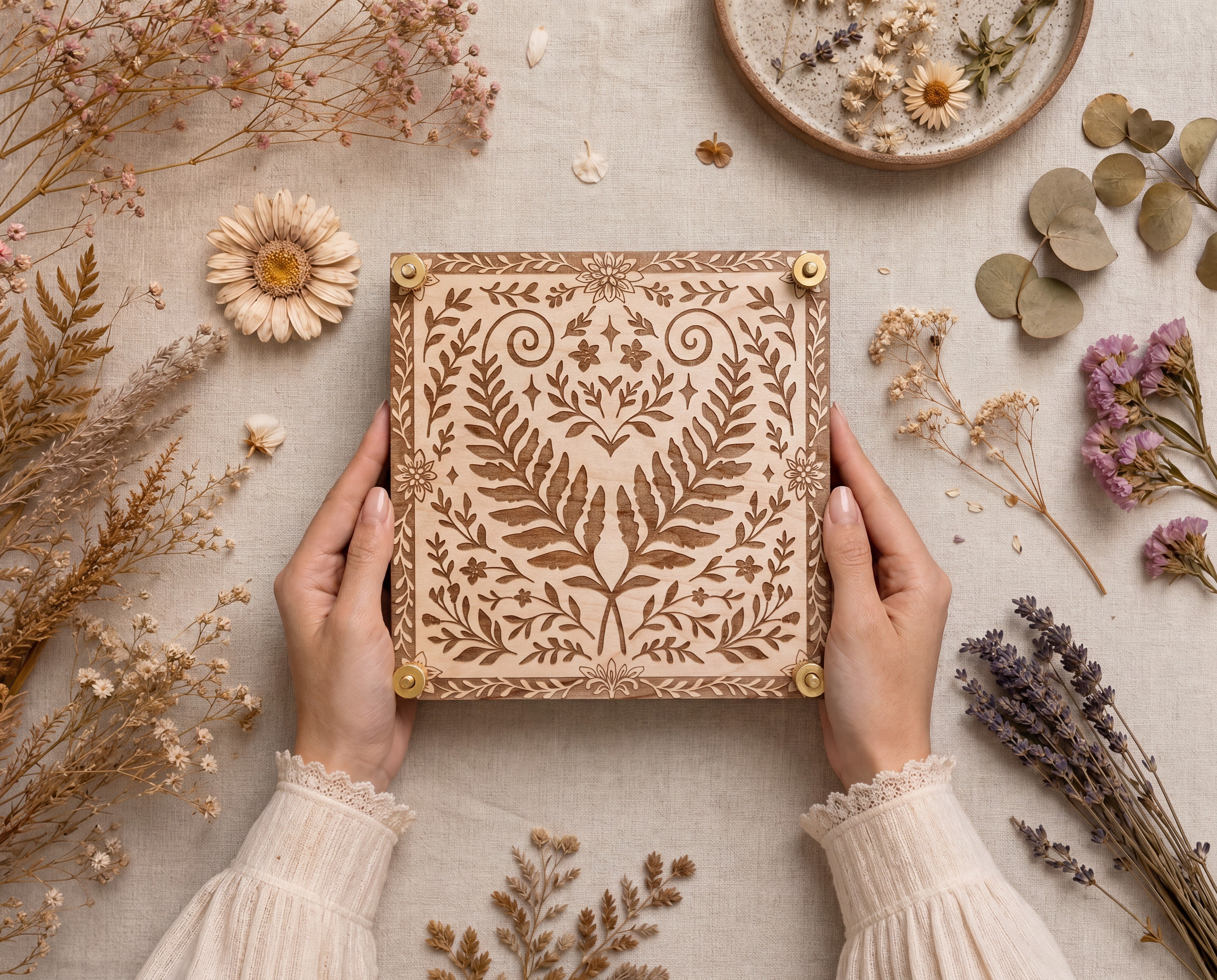 Fern Heart Wooden Flower Press