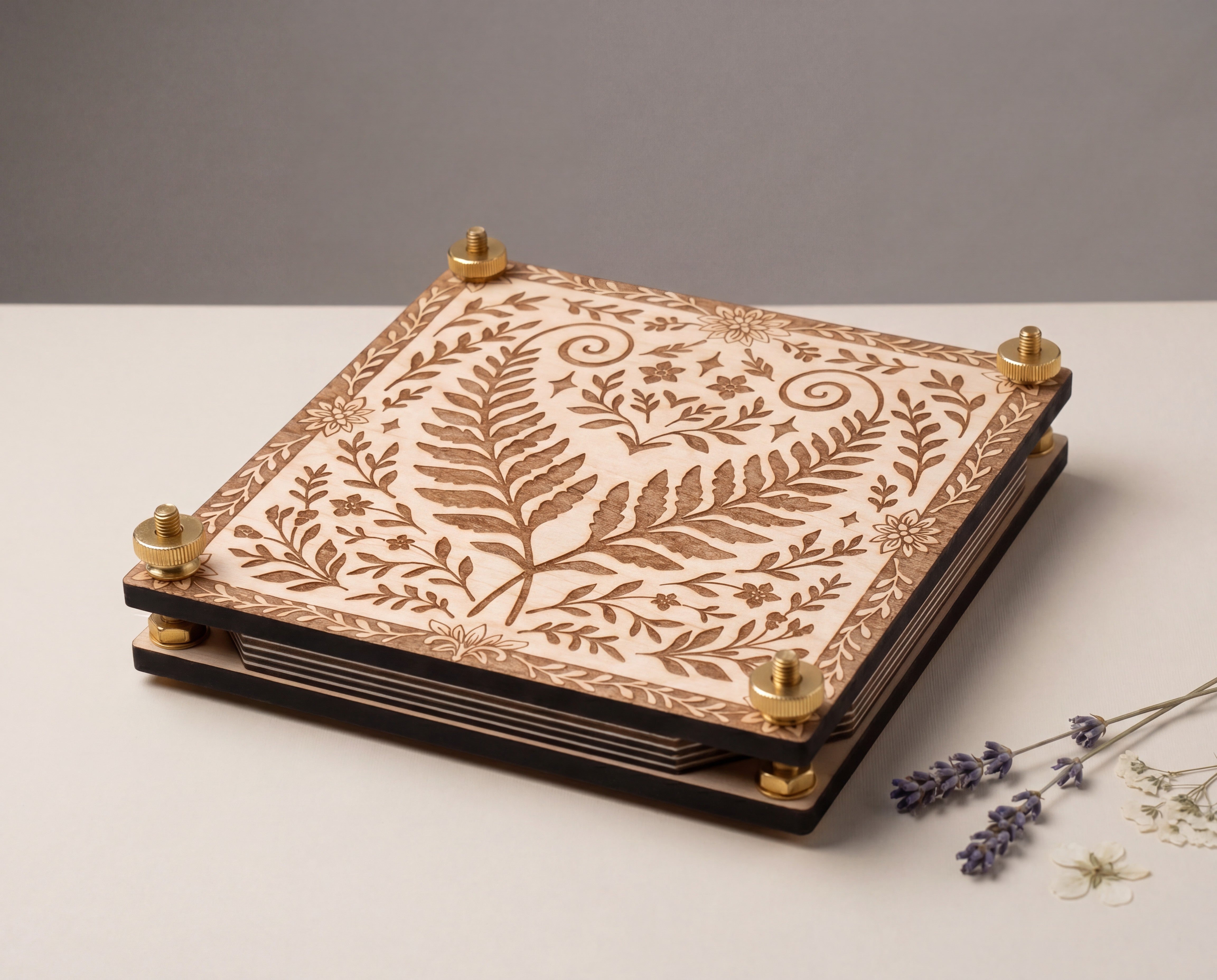 Fern Heart Wooden Flower Press
